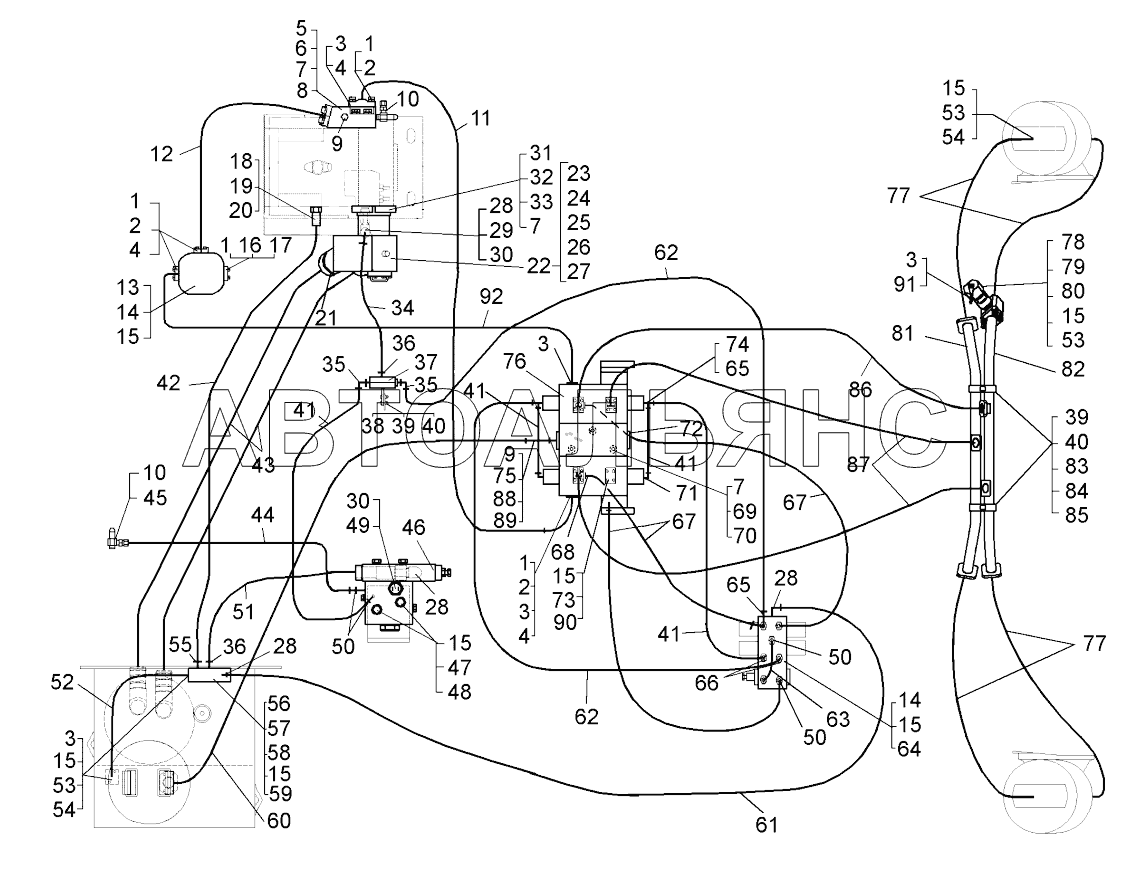 Трубопроводи механізму перекидання (75131-8600005-40);Dumping mechanism pipelines