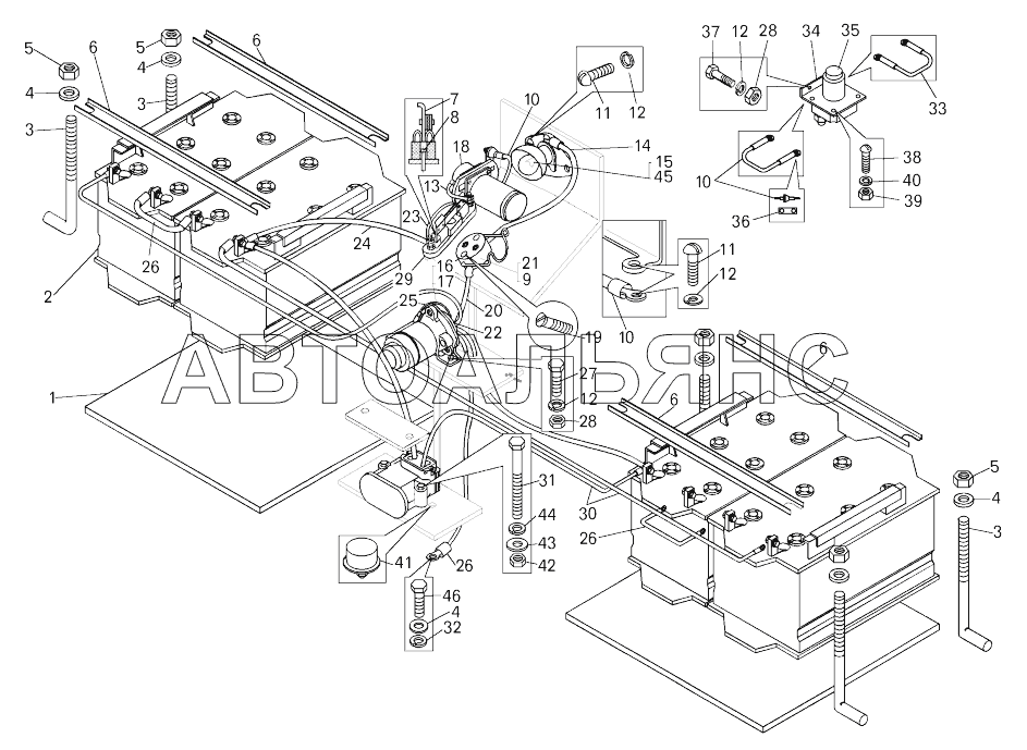 Установка аккумуляторных батарей (, );Mounting of storage batteries