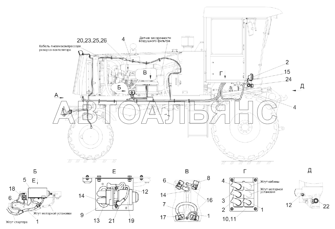 Установка электрооборудования косилки КС-100-2-0721000 (лист 1)