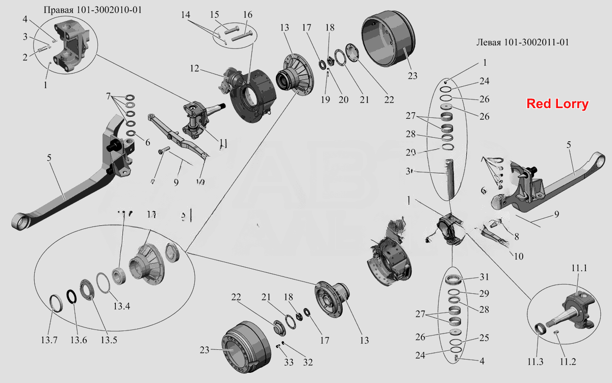 Маточина з кулаком і гальмами. Права 101-3002010-01. Ліва 101-3002011-01