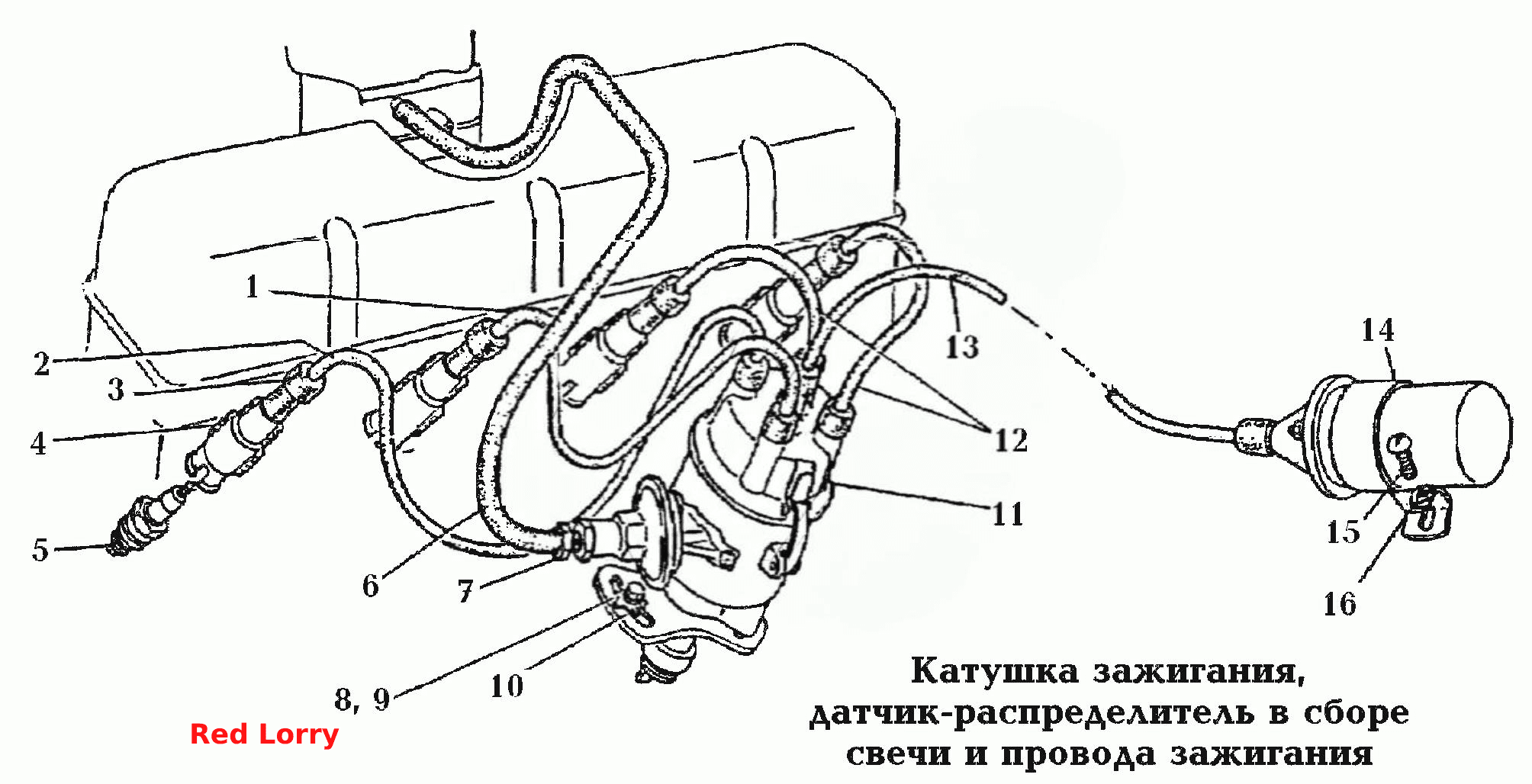 370. Електрообладнання\Котушка запалювання, датчик-розподільник у зборі, свічки та дроти запалювання