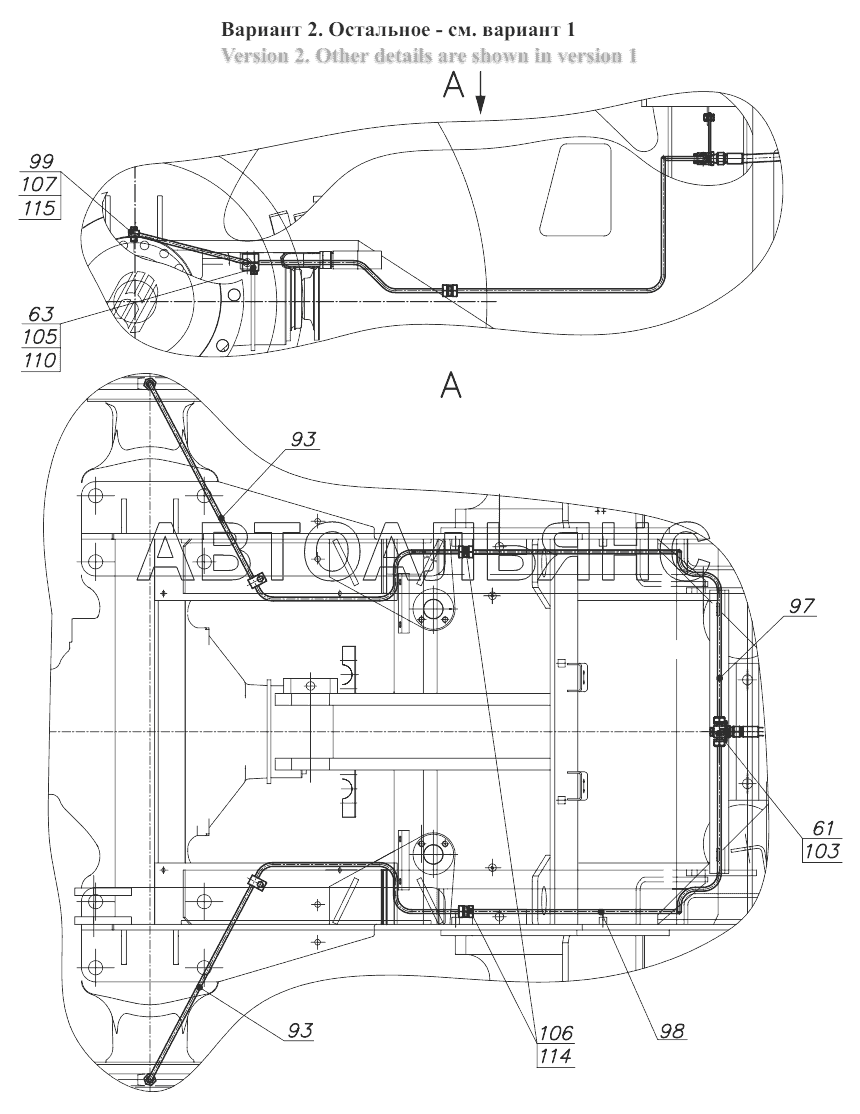 Гидросистема тормозов 342В.10.00.000;Brake hydraulic system 342В.10.00.000
