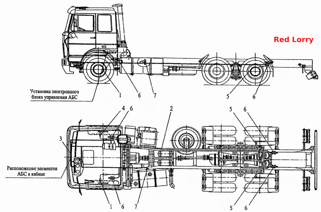 Установка элементов электрооборудования АБС на автомобилях МАЗ-630308, МАЗ-630305, МАЗ-630303
