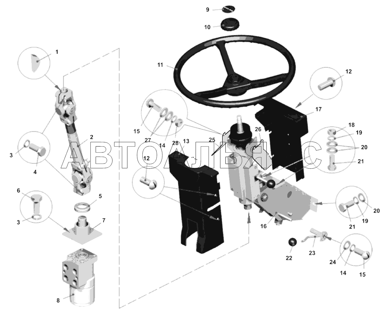 Установка рулевого управления (75131-3400001-30);Mounting of steering