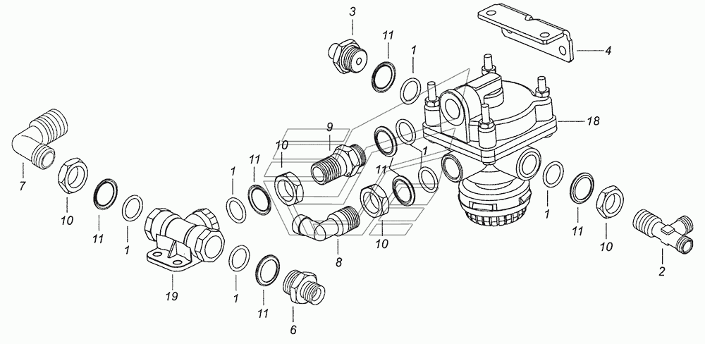 5297-3518005 Ускорительный клапан с соединительной арматурой