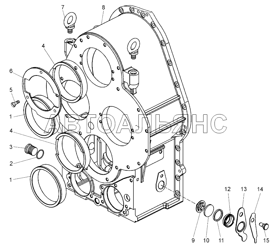 Картер коробки передач (, );Casing of gearbox