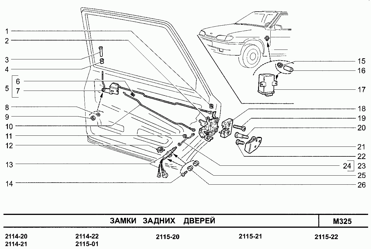 Замки задних дверей