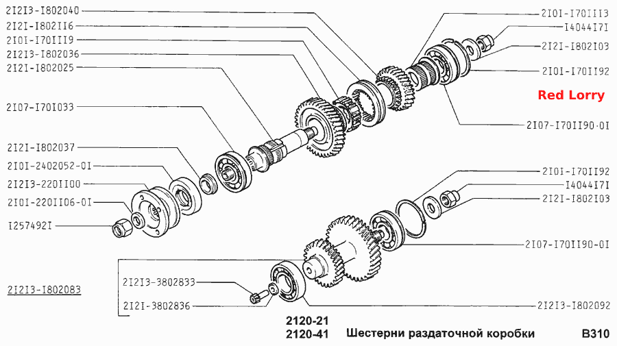 Шестерни раздаточной коробки