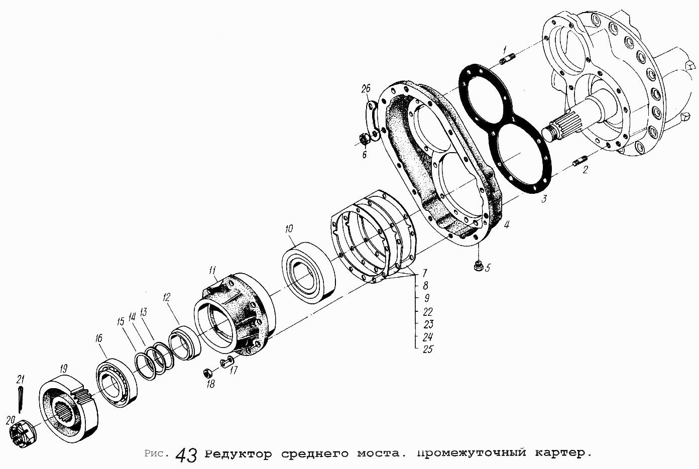 Редуктор среднего моста. Промежуточный картер