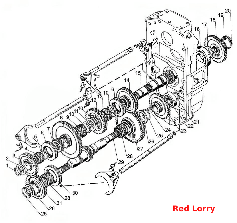 Вал промежуточный II. Вал выходной;Layshaft II. Output Shaft