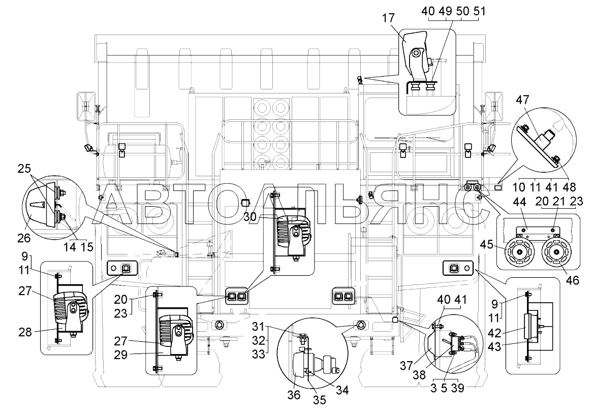 Установка фар и подфарников (75131-3700006-30);Mounting of headlights