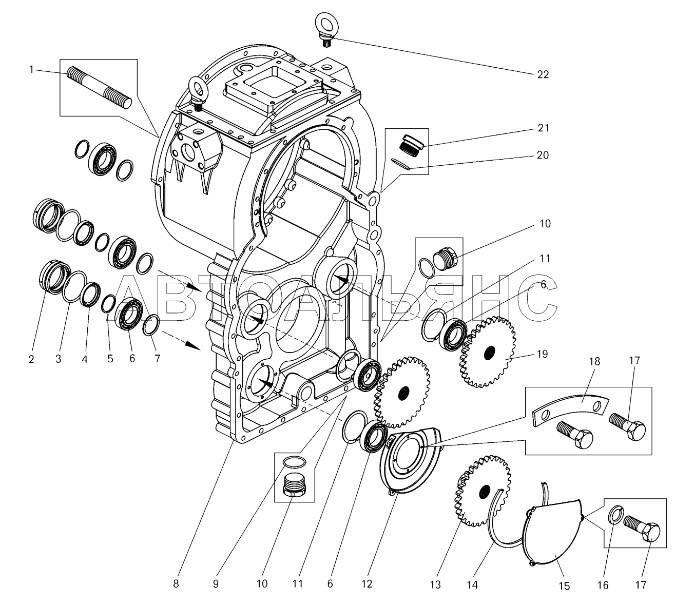 Картер гидротрансформатора в сборе;Casing of the torque-converter as set