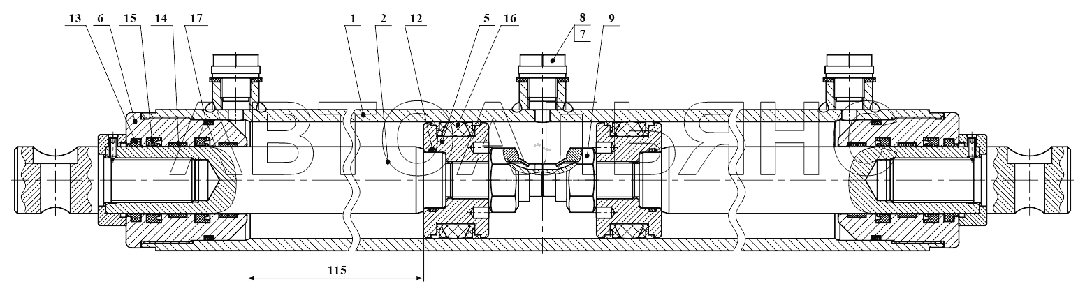 Гидроцилиндр КГЦ 731.63-36/36-115;Hydraulic cylinder КГЦ 731.63-36/36-115
