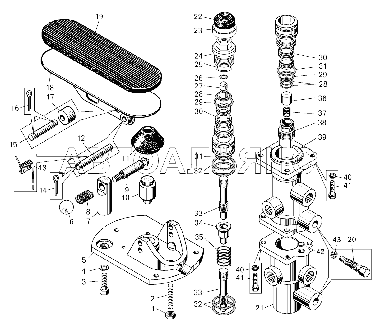 Кран управления тормозами (7555А-3514010-01);Control brake valve