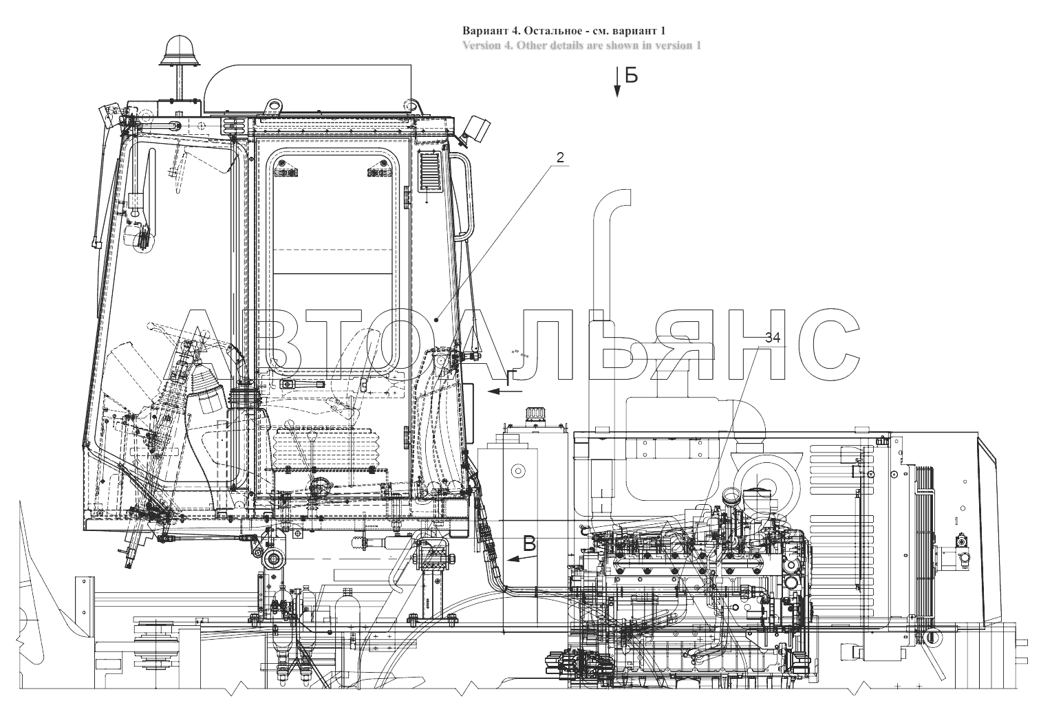 Установка кабины 352С.50.00.000;Cab installation 352С.50.00.000