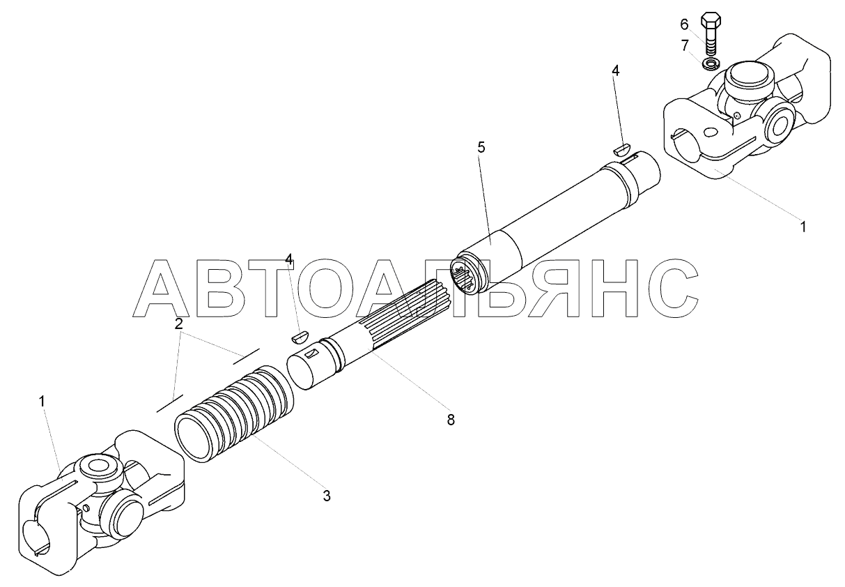 Вал карданный рулевого управления ;Steering cardan shaft