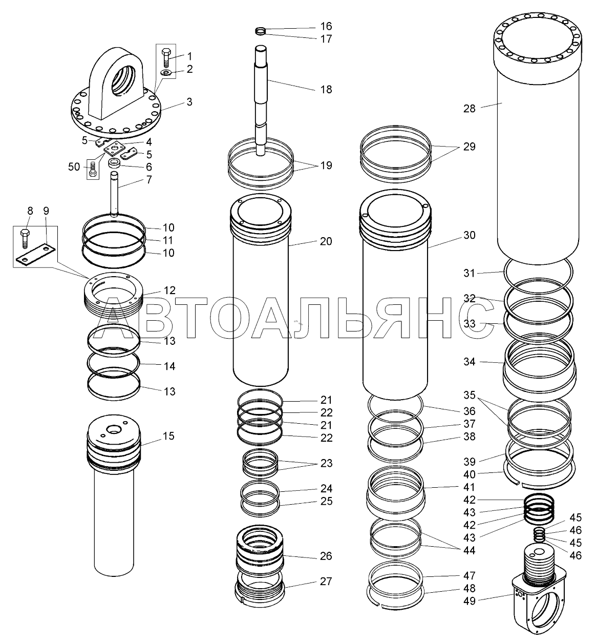 Цилиндр опрокидывающего механизма (75131-8603010);Hoist cylinders