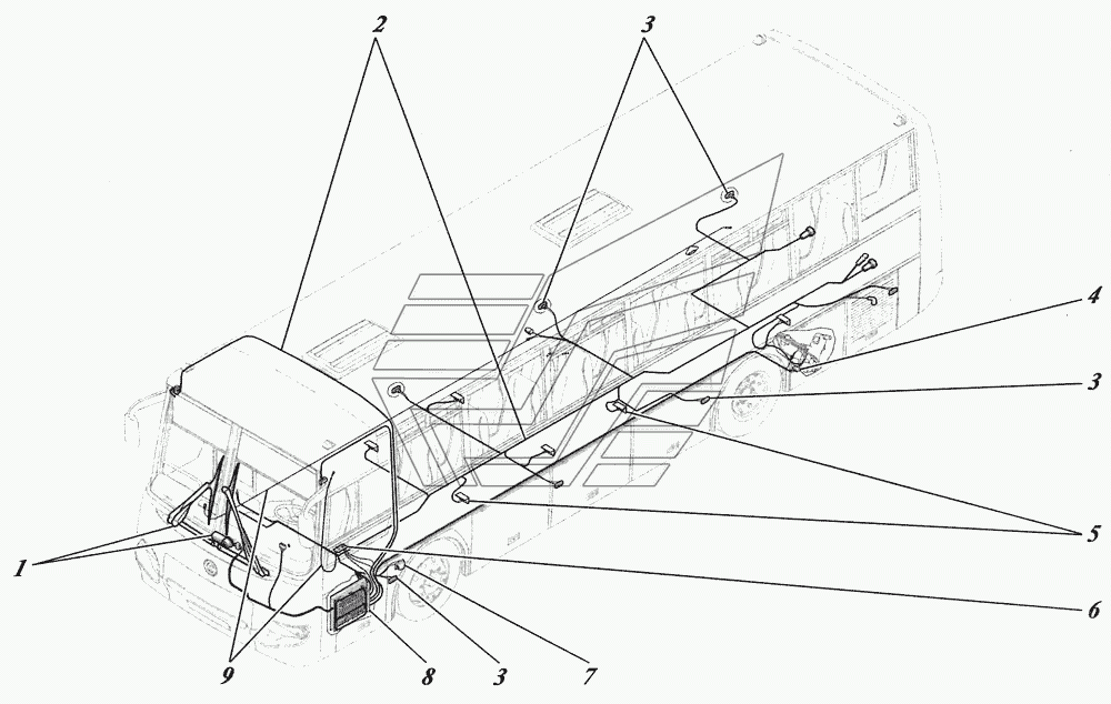 Установка электрооборудования автобуса 4238-3700012, 4238-01-3700012