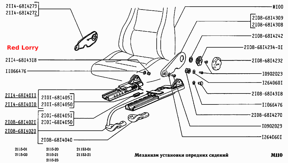 Механизм установки передних сидений