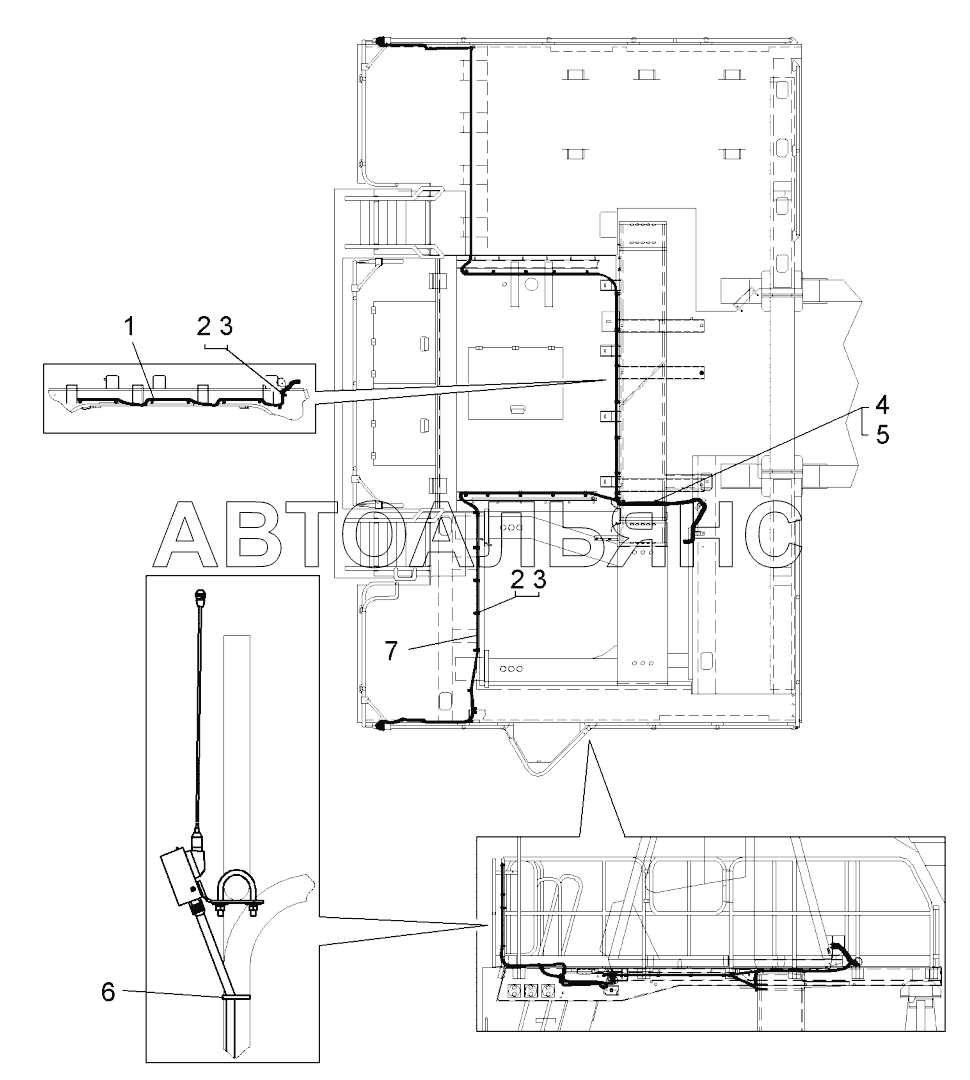 Установка антенны высоковольтной линии (75131-3733002);Mounting device antenna of approaching overhead power line