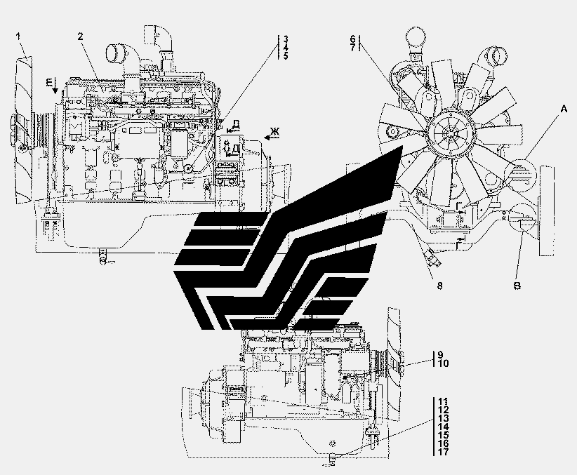 - SP/- SP Установка двигателя QSC8, - C "Cummins"