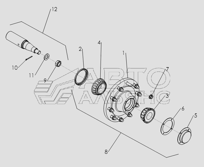 HUB AND SPINDLE ASSEMBLY №35519