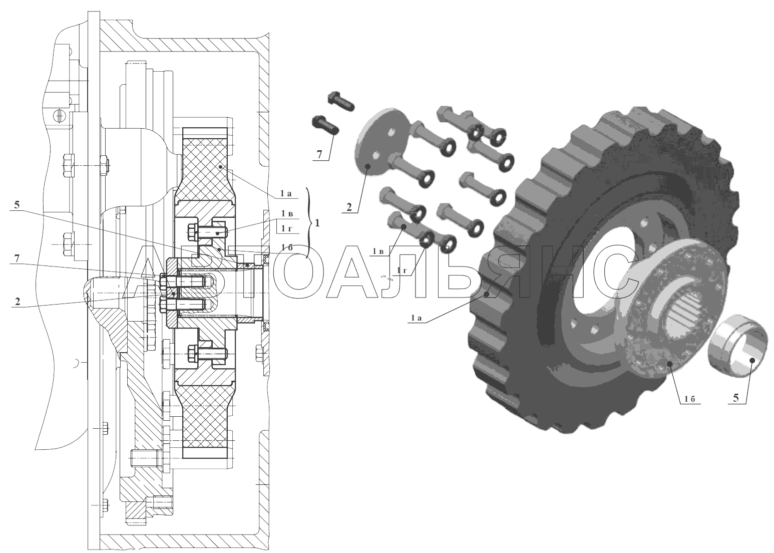 Установка демпфера ТО-28А.02.00.900-В;Damper installation ТО-28А.02.00.900-В
