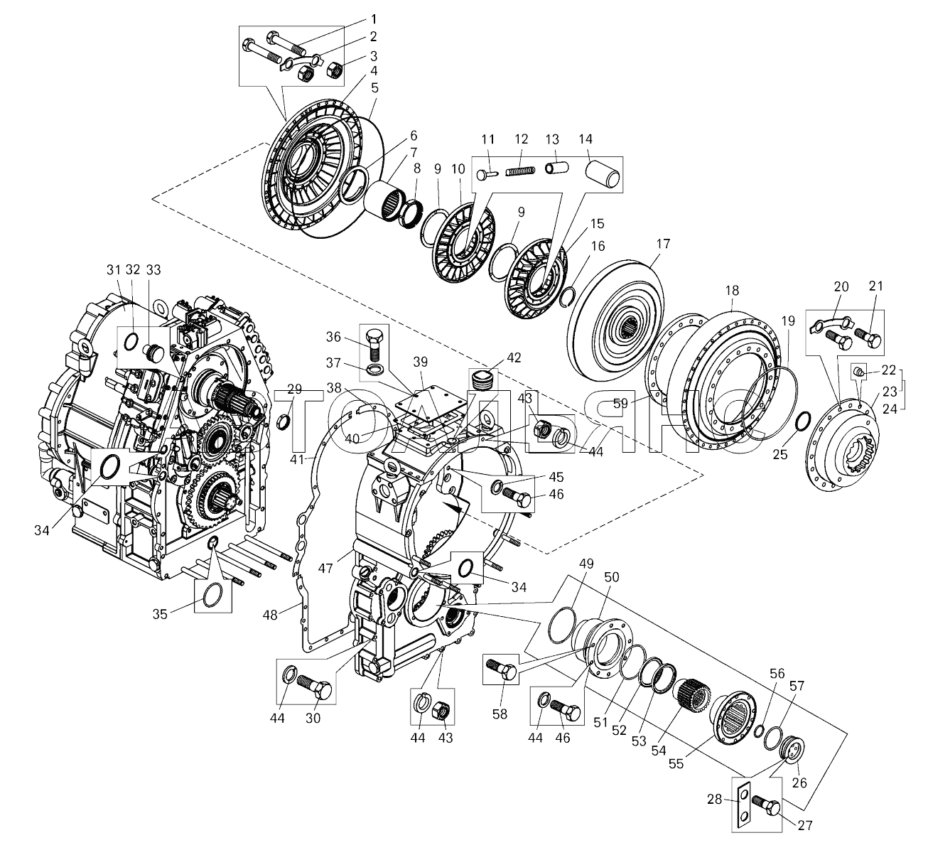 Гидротрансформатор с коробкой передач (- , - );Torque converter with gearbox
