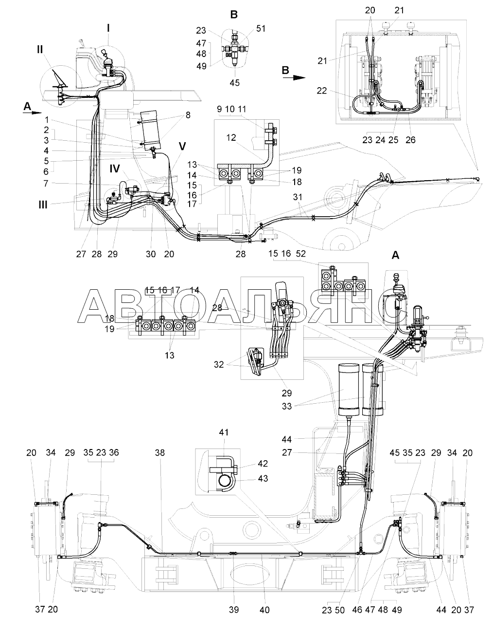 Монтаж гидравлического привода тормозов (рисунок I) (75580-3500003);Mounting of hydraulic brake drive
