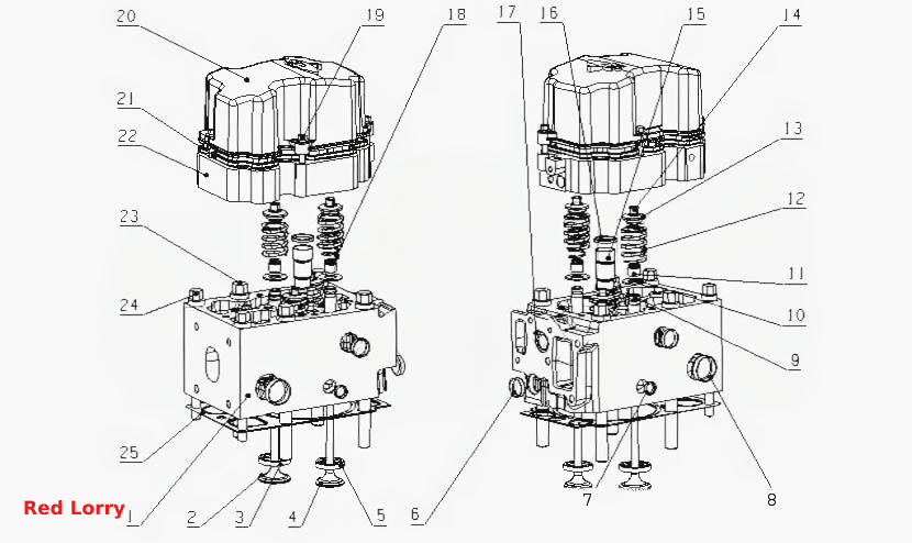 M6000- Головка цилиндров и крышка головки цилиндров в сборе