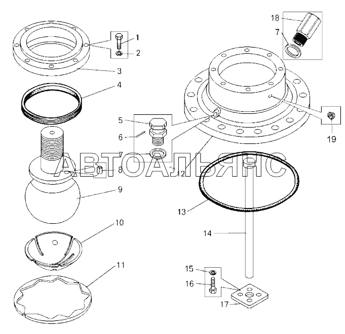 Крышка заднего цилиндра подвески верхняя;Upper cover of rear suspension cylinder