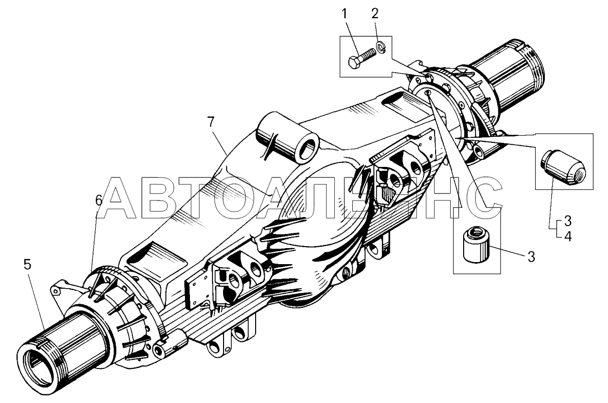 Детали картера заднего моста;Parts of rear axle housing