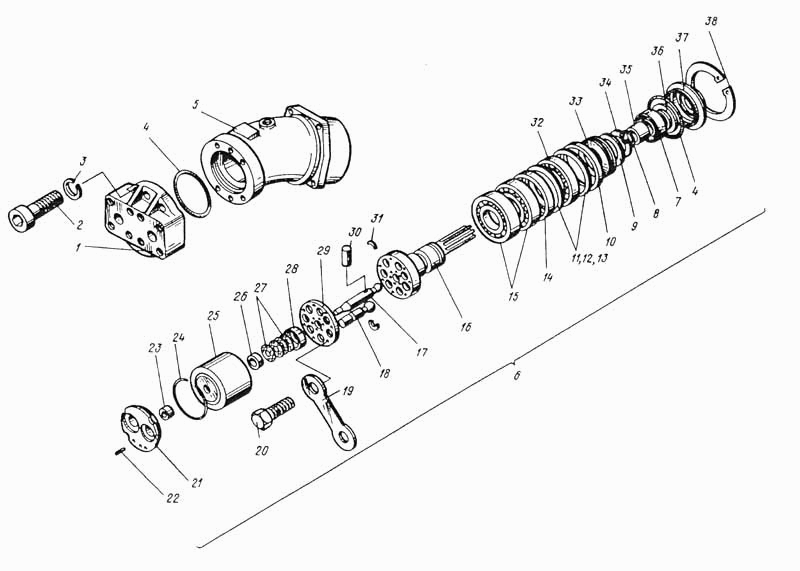 Гидромотор с фланцевой крышкой и шлицевым валом