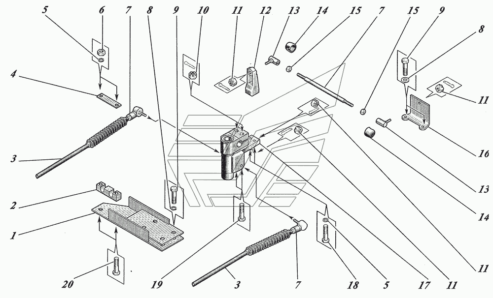 Установка привода управления КПП ZF 6S700BO 4238-1703002