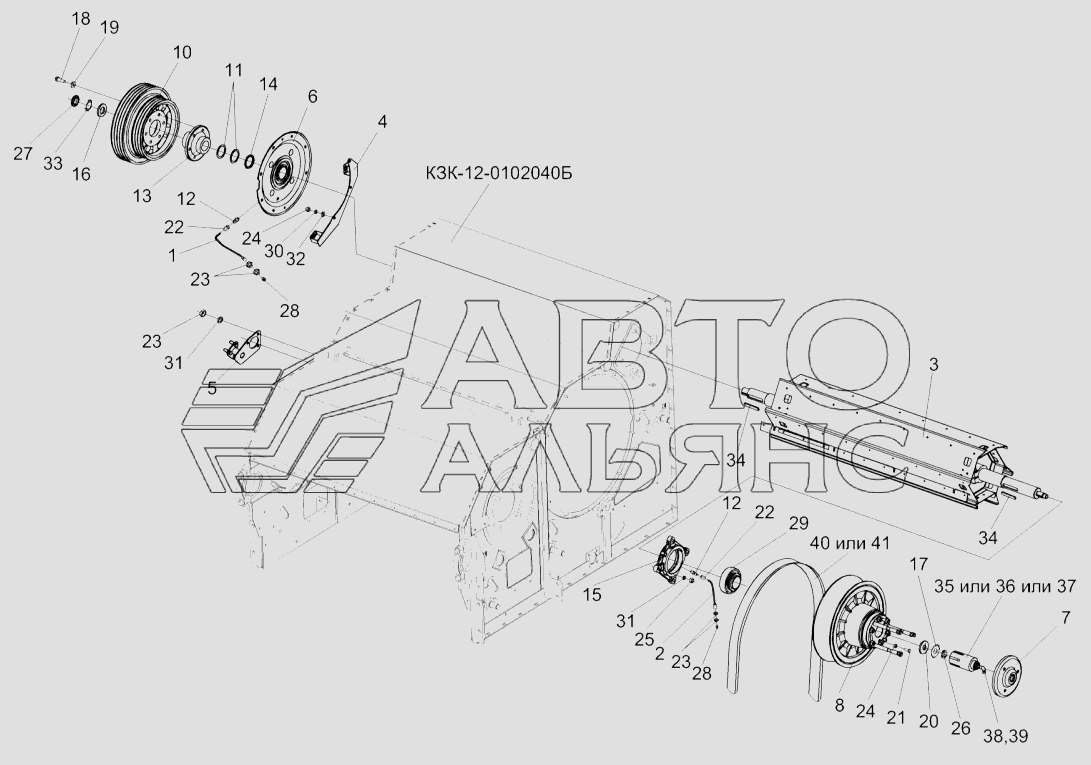 Аппарат молотильный КЗК-12-1-0102000 (установка битера отбойного)
