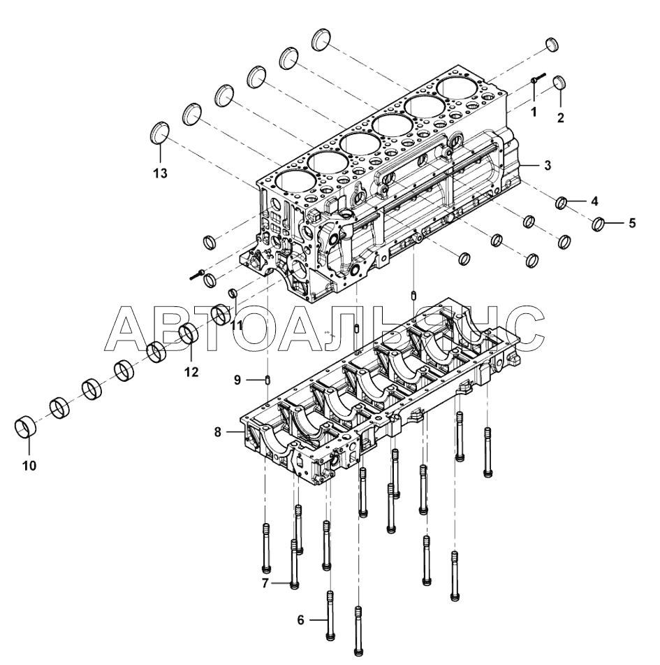 Предварительная сборка блока цилиндров