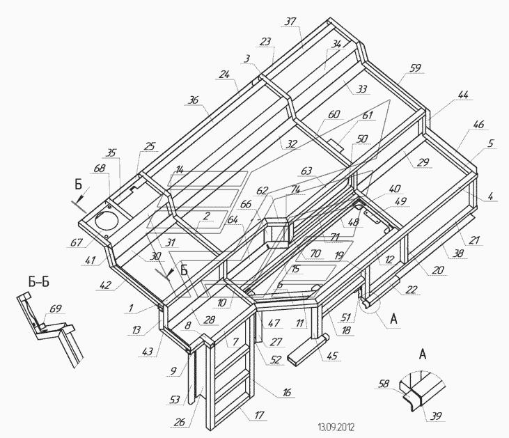 5299-5600500-01 – Каркас мотоотсека с установкой (евро 3, 4)