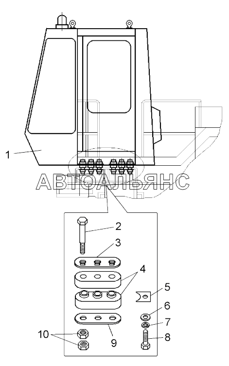 Установка кабины на шасси;Mounting of cabin