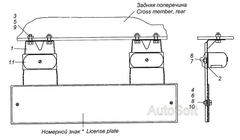 54115-3717001-18 Установка фонарей освещения номерного знака