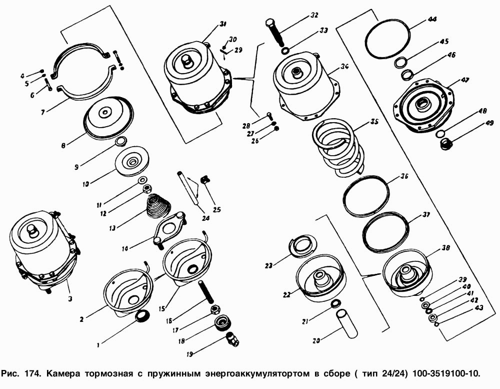 Камера тормозная с пружинным энергоаккумулятором типа 20/20 в сборе