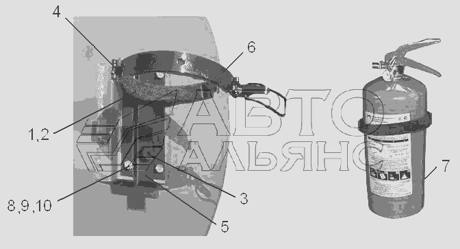 9674-3910165 Установка огнетушителя