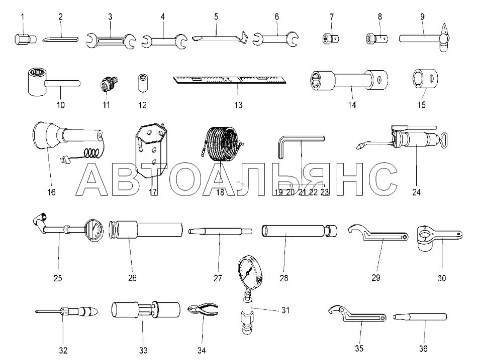 Комплект инструмента и принадлежностей (75580-3900005);Tools and accessories kit