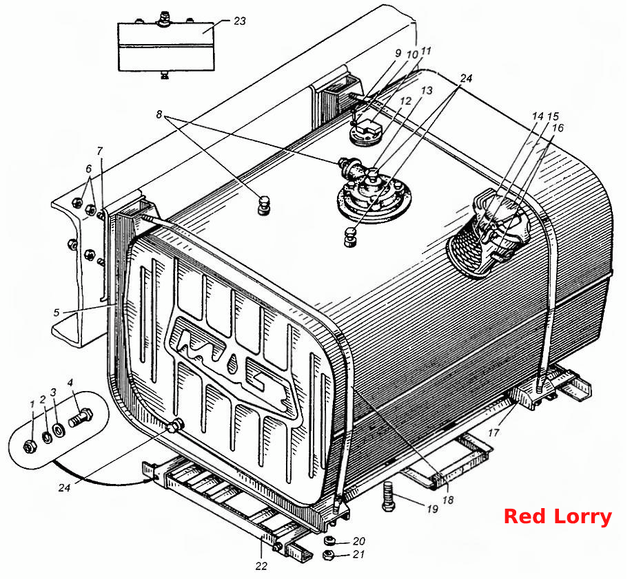 Бак топливный и его установка МАЗ-509А
