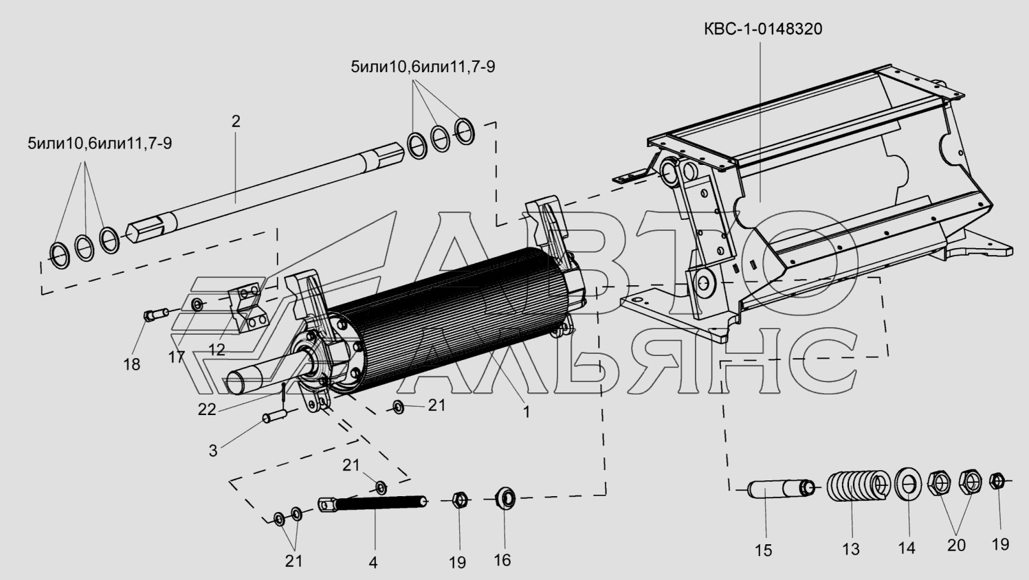Устройство доизмельчающее КВС-1-0148310 (установка нижнего вальца)