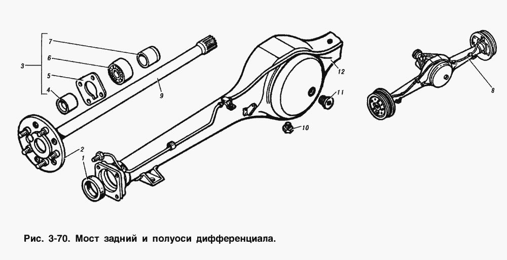 Мост задний и полуоси дифференциала