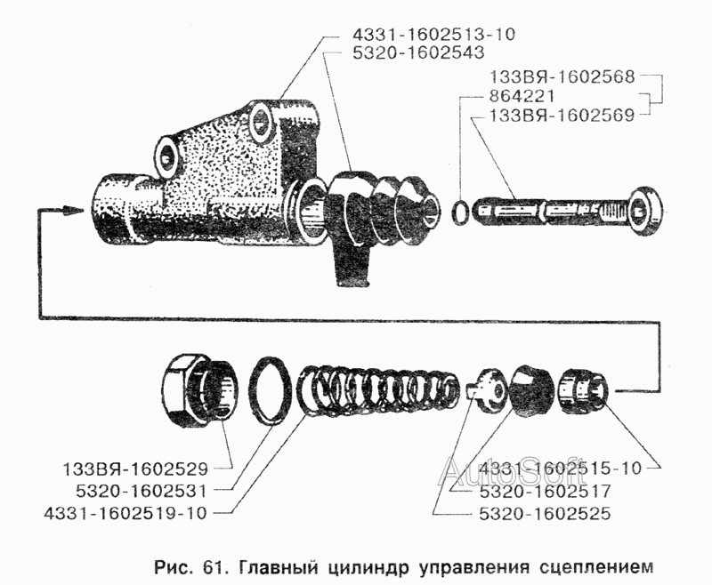 Главный цилиндр управления сцеплением