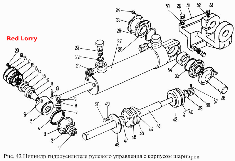 Цилиндр гидроусилителя рулевого управления с корпусом шарниров