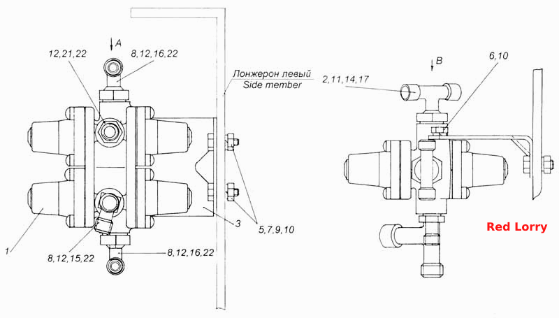 Установка четырехконтурного защитного клапана