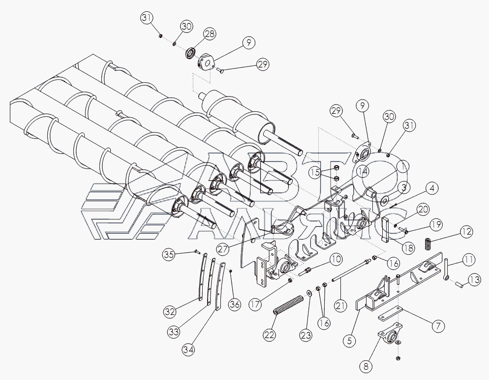 REAR CLEANING ROLL MOUNTING PACKAGE
