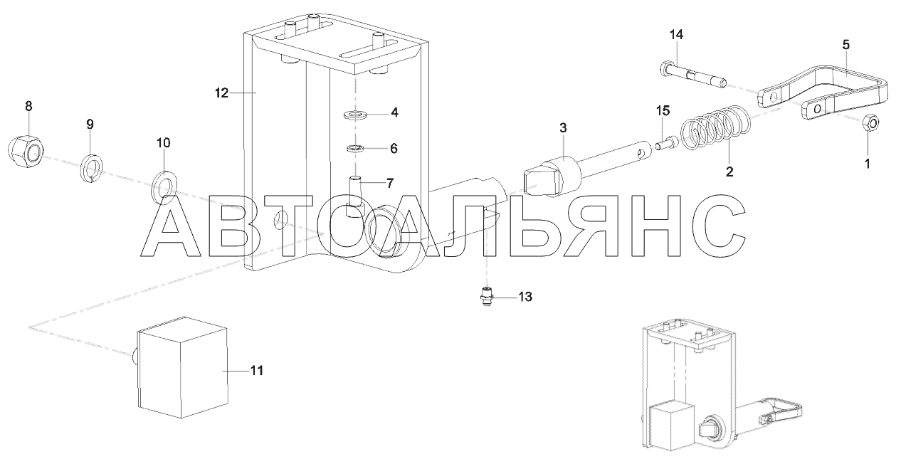 11824009 Mounting, lock, outrigger, right